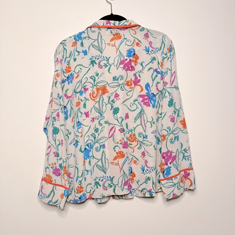 Tanya Taylor 100% Silk Pajama Top Blouse Button Front Shirt Size XS - Picture 7 of 9